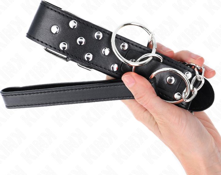 Produktbild Kink RING NIETEN BAND HALSKETTE MIT GÃoeRTEL 65 CM SCHWARZ VERSTELLBAR 36-50 CM X 3,8 CM