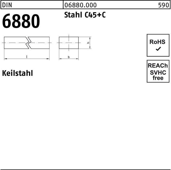 Actual product image Wedge steel DIN 6880 12 x 8 x 1000 Steel C45+C