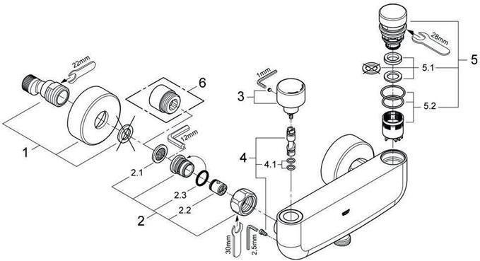 Actual product image Grohe Self-closing bratt. EUROSMART CT 1/2inch, with mixer chrome