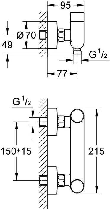 Actual product image Grohe Self-closing bratt. EUROSMART CT 1/2inch, with mixer chrome