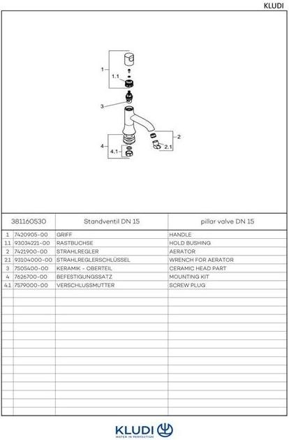 Produktbild Kludi Standventil O-CEAN DN 15 Zylindergriff chr