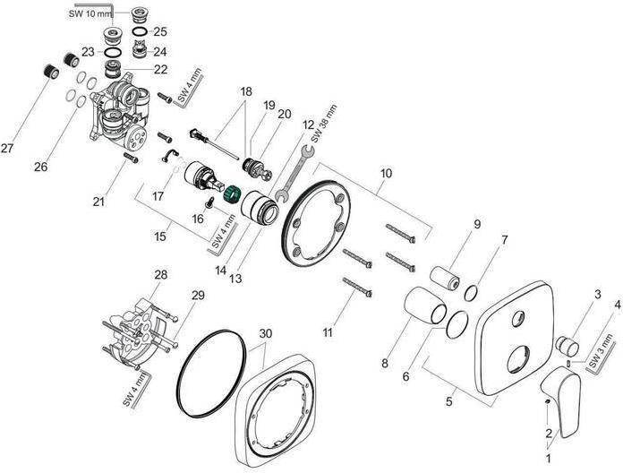Image du produit hansgrohe HG Set de montage final TALIS E pour baignoire à encastrer Sich-kom chromé