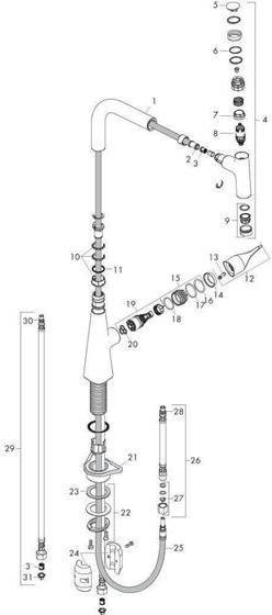 Image du produit hansgrohe HG Mitigeur monocommandé pour évier 240 METRIS DN 15, avec bec extractible chromé