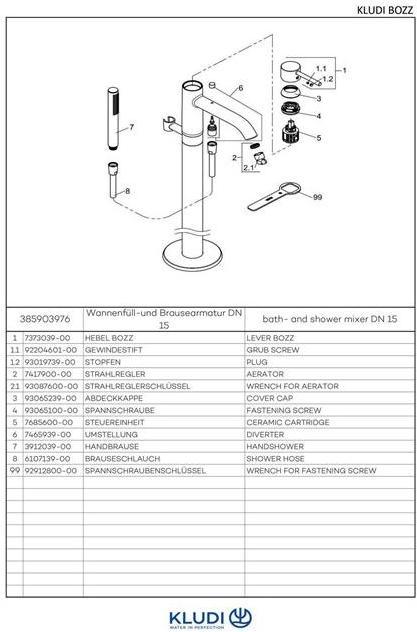 Produktbild Kludi WF BOZZ und Brause-Einhandmischer Standmont. f freist. Wannen ma-sw