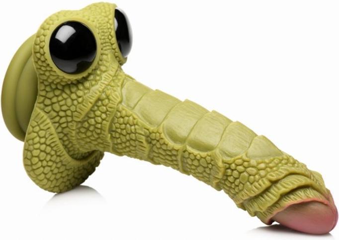 Actual product image Creature Cocks Swamp Monster Scaly Silicone Dildo - Black