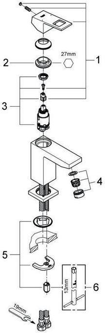 Productafbeelding Grohe EH-WTbatt EUROCUBE 1/2inch, S-Maat met EcoJoy chroom