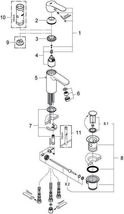 Produktbild Grohe EH-WTbatt EUROSTYLE C 1/Zoll, S-Size, Niederdruck chrom