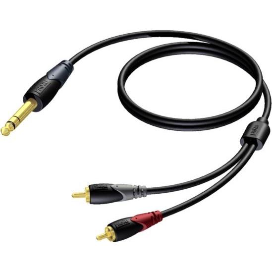 Procab CLA719/1.5 Jack maschio stereo da 6,3 mm - 2 x RCA/Cinch maschio 1,5 metri, Cavo audio