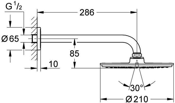 Image du produit Grohe Set de douche de tête Rainshower C 210 286mm chromé (1 Type de jet, 16.50 l/min)