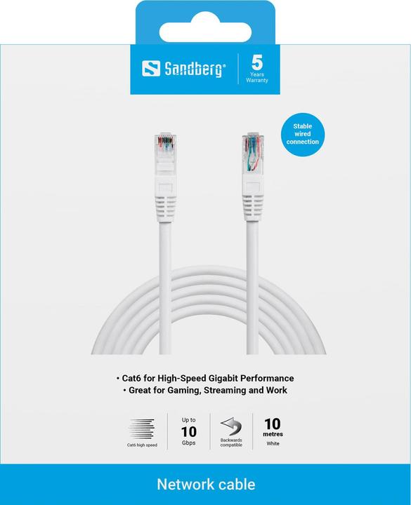 Actual product image Sandberg Network cable UTP Cat6 10 m (CAT6, 10 m)