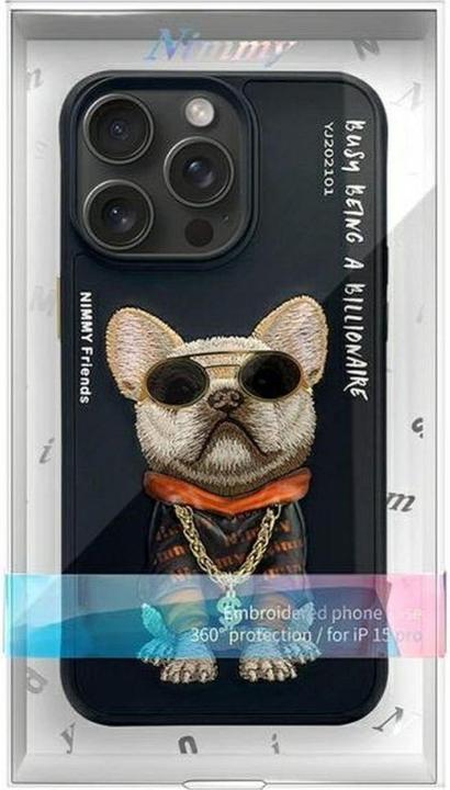 Actual product image Nimmy case iPhone 15 Pro Max 6.7" black Glasses Cool Dog (Apple iPhone 15 Pro Max)