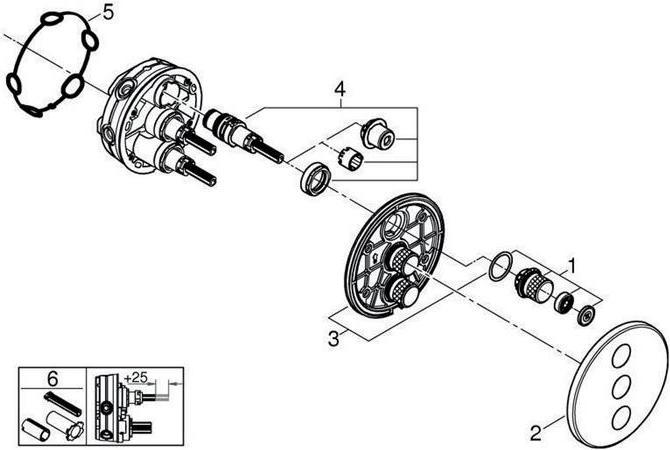 Productafbeelding Grohe Inbouwklep GROHTHERM SMARTCONTROL rond, 3-weg superstaal