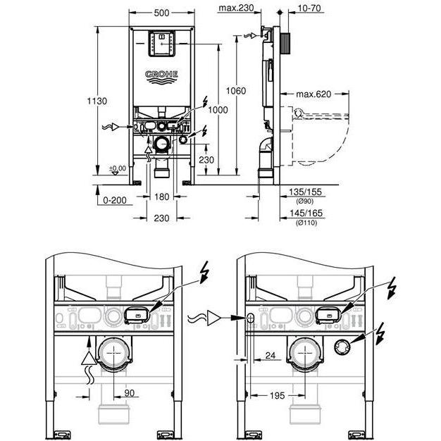 Thumbnail - Grohe, Spülkasten, WC-Element RAPID SLX 3-in-1-Set, Spülkasten GDX, 6 l
