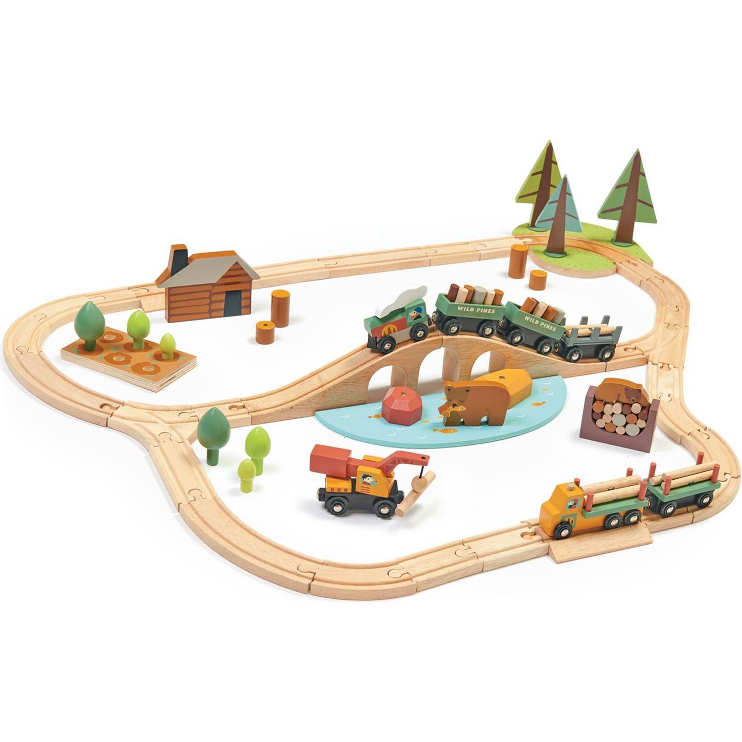 Tender Leaf Toys Eisenbahn im Wald mit Zubehör
