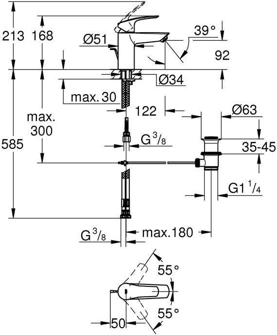 Produktbild Grohe EH-WTbatt EUROSMART 1/2Zoll, S-Size, Niederdruck chrom
