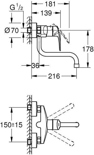 Actual product image Grohe EH sink mixer EUROSMART 1/2inch chrome