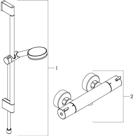 Produktbild hansgrohe HG Br.set CROMETTA ECOSTAT 1001 CL COMBI Brausestange 650mm weiss/chrom