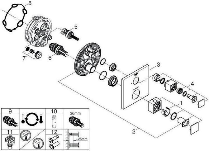Productafbeelding Grohe Thermostaat GROHTHERM CUBE ec 1 Abspv hardgrafiet geborsteld