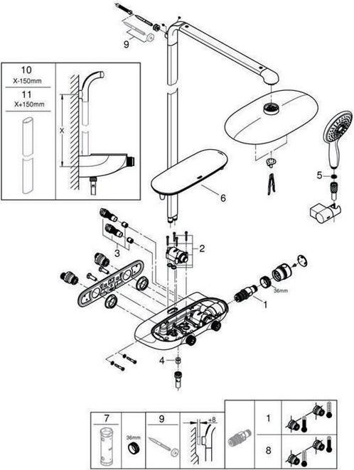 Produktbild Grohe Du-syst RAINSHOWER Sys SMARTCONTRO Mono 360 m Thermostatbatterie moon white
