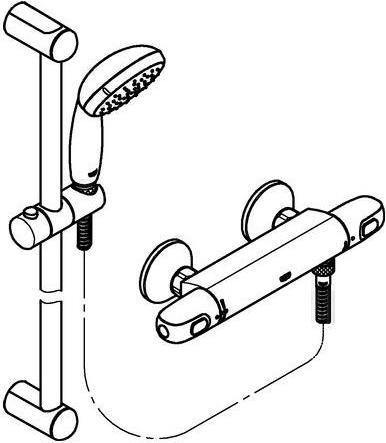 Image du produit Grohe Mitigeur thermostatique de douche GROHTHERM 1000 1/2 pouce, avec garniture de douche chromé