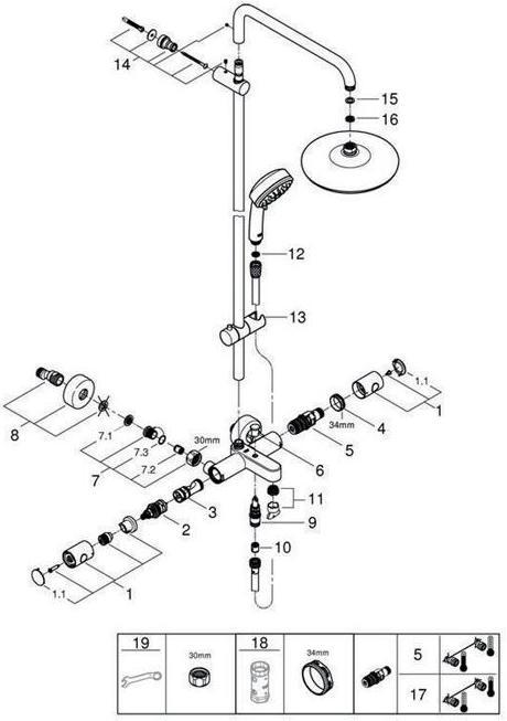 Image du produit Grohe Système de douche Tempesta C Système 210 avec mitigeur thermostatique de bain chromé