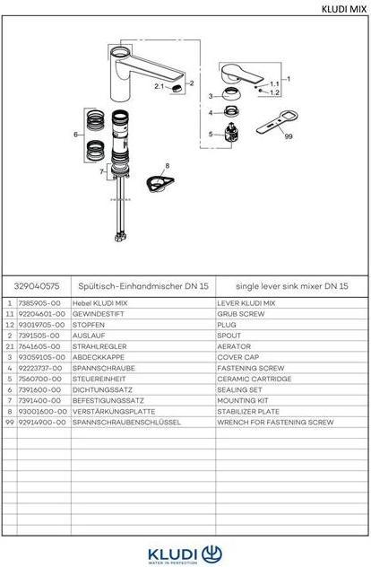 Produktbild Kludi Spültisch-Einhandmischer MIX DN 15 chr