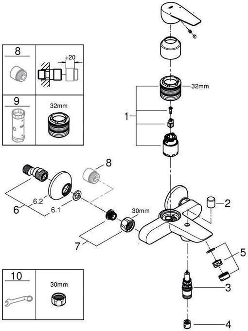 Productafbeelding Grohe Eéngreeps badmengkraan BAUEDGE 1/2" chr