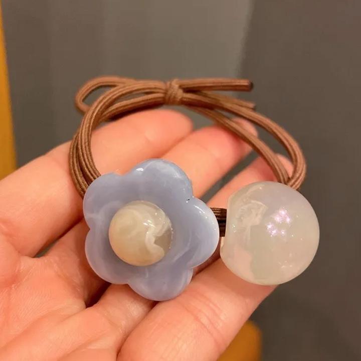Immagine prodotto Avizar Perlen-Haargummi mit Perlenblume (Elastico per capelli)