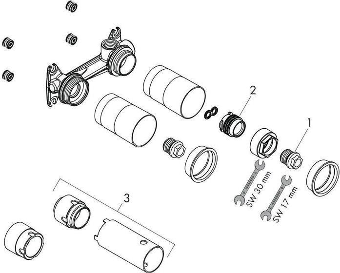 Productafbeelding hansgrohe Basisdeel AXOR DN 15 f 2-L inbouwwastafelmengkraan
