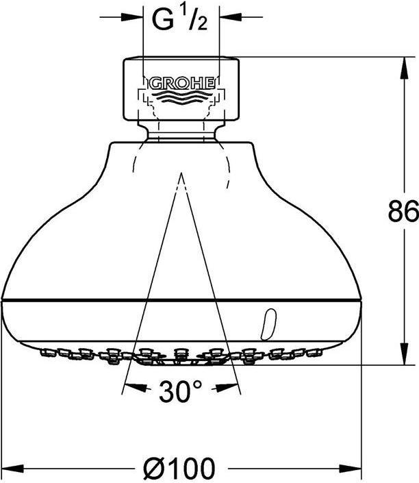 Actual product image Grohe Overhead shower TEMPESTA 100 chr (4 Beam types, 9.50 l/min)