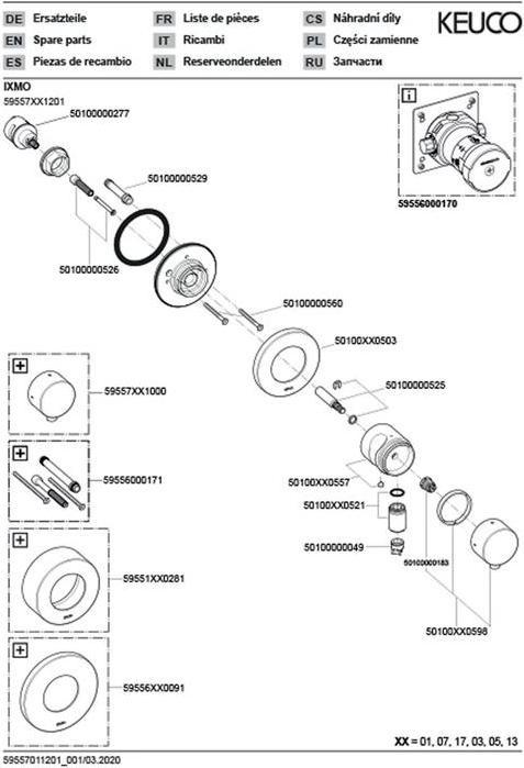 Produktbild Keuco 2-Wege-Ab-/Umstellventil IXMO DN 15 UP m Gri IXMO COM Ros rd verchromt Rosette rund verchromt