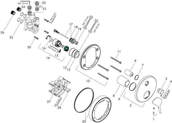 Image du produit hansgrohe HG Set de montage final TALIS S pour baignoire à encastrer Sich-kom chromé