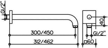 Actual product image Keuco Shower arm EDITION 300 for 1/2inch outlet 462mm chrome-plated Projection 462 mm chrome-plated