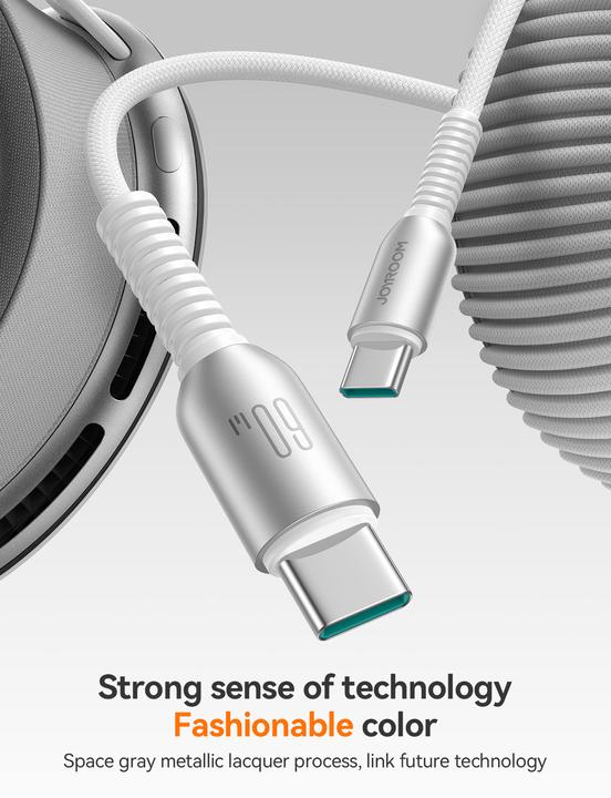 Produktbild Joyroom S-A51 Cutting-Edge Series 60W Fast Charging Data Cable (Type-C to Type-C) 1.2m-Light Gray (1.20 m, 60 W)