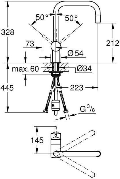 Immagine prodotto Grohe Miscelatore monocomando per lavello MINTA 1/2inch, bocca a U cromata