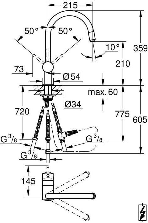 Immagine prodotto Grohe Miscelatore monocomando per lavello Minta 1/2inch, bocca a C, bassa pressione, cromo