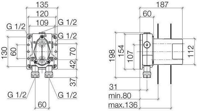 Actual product image Dornbracht Dornb built-in body G 1/2, flush-mounted thermostat