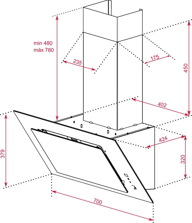 Produktbild Teka DVT 78660 TBS Wall-mounted White ³/h A+ (Wandhaube)