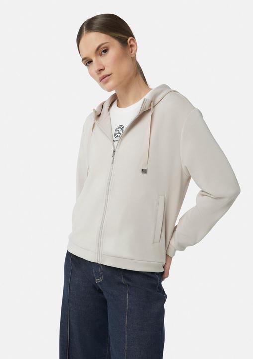 Produktbild Comma Sweatshirt Jacke Verkürzte Sweatjacke mit Kapuze und Leistentaschen (46)