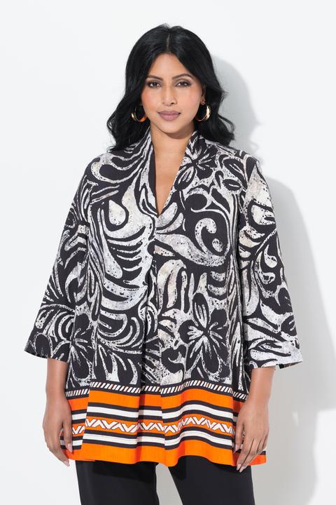 Actual product image Ulla Popken Border Print Goblet Collar Blouse (46, 48)