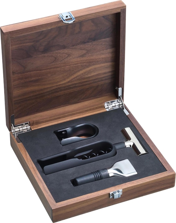 Productafbeelding WMF Sommelier Wijn Set 3st Kurkentrekker Flesstopper Walnoot Hout Doos Baric (Flesopener set)
