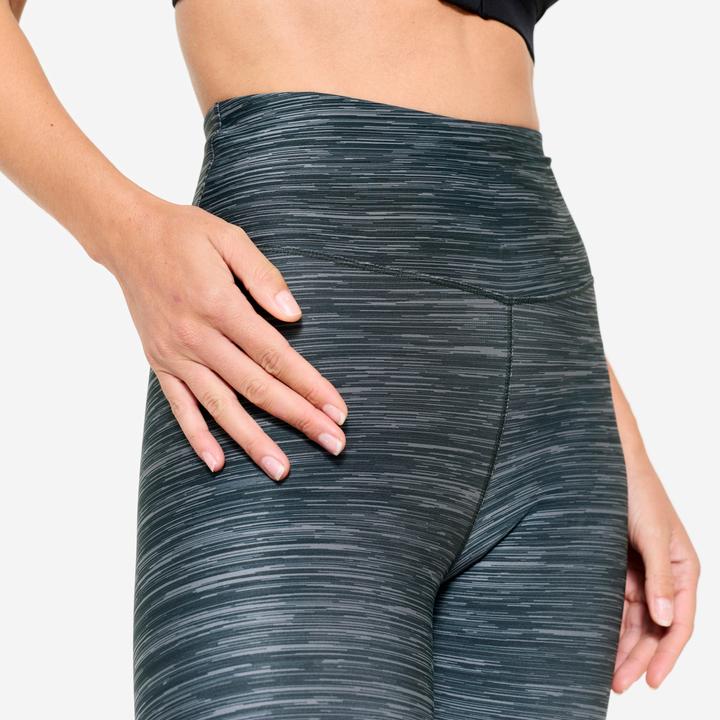 Image du produit Domyos Legging de fitness taille haute femme, imprimé gris chiné (W33/L31)