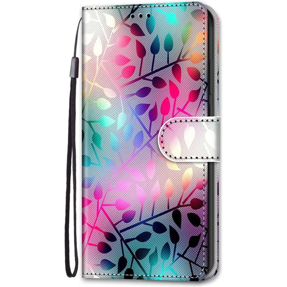 Cover-Discount iPhone 13 mini - Lederetui Hülle Blätter (Apple iPhone 13 mini), Smartphone Hülle, Grün
