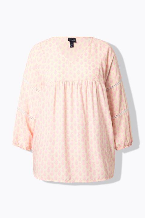 Immagine prodotto Ulla Popken Blusa dal taglio svasato con cactus, pizzo e maniche a 3/4 (60)