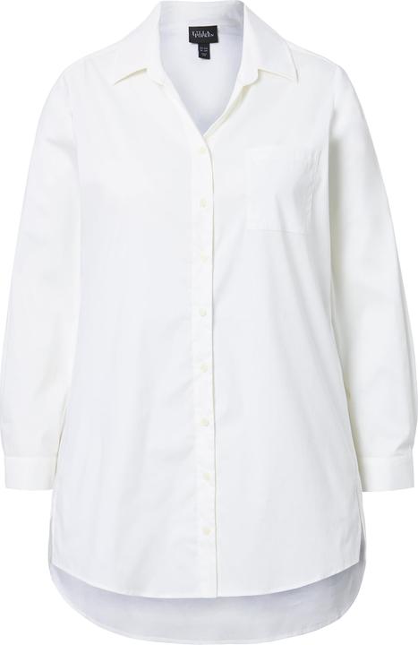 Produktbild Ulla Popken Longbluse, Zierbänder, Hemdkragen, V-Ausschnitt, Langarm (58)