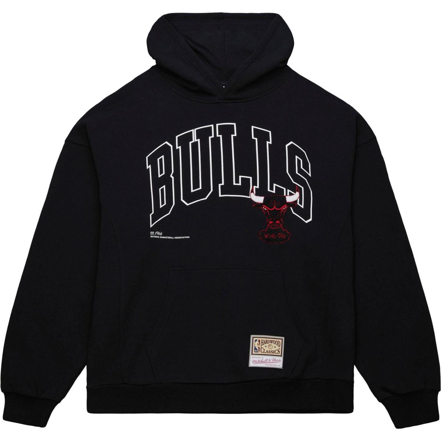 Mitchell & Ness, Herren, Pullover, Fleece Oversized Hoody Chicago Bulls - M, Schwarz, (M)