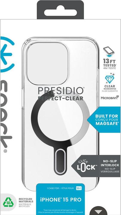 Image du produit speck Housse de protection pour iPhone 15 Pro MagSafe Sentinelle Perfect-Clear Click-lock Anti-rayures (Apple iPhone 15 Pro)