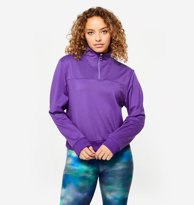 Image du produit Domyos Sweat-shirt femme manches longues col zippé - violet (M)