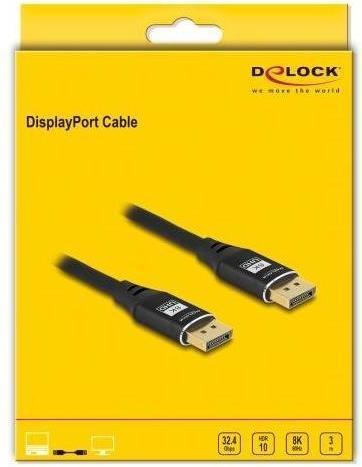 Produktbild Delock DisplayPort Kabel 8K 60 Hz 3 m schwarz Metall (3 m)