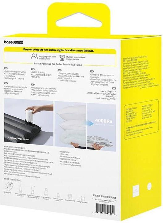 Image du produit Baseus Pompe à air portable PocketGo Pro Series Stellar White (Rembourrage supplémentaire)